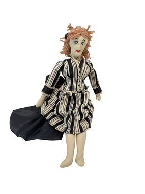 Homemade OOAK Beetlejuice Delia Themed Doll 11.5 Inches Folk Art Doll